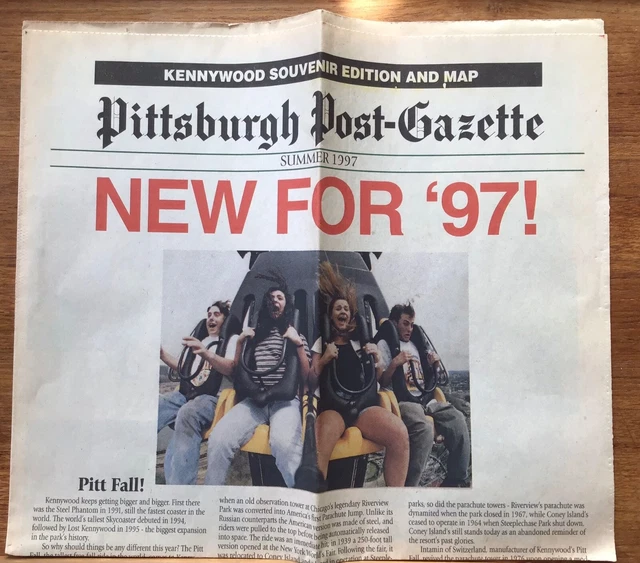 1997 Kennywood Souvenir Edition & Map - Pittsburgh Post-Gazette 1997 Kennywood Souvenir Edition & Map - Pittsburgh Post-Gazette