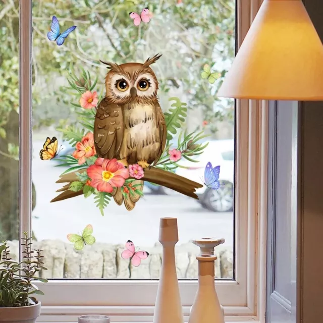 Owl On a Flowers Branch & Butterflies Wall Stickers, Vinyl Art Decal Home Decor.