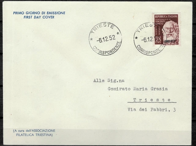 Italy / Trieste A 1952 ☀ AMG - FTT  ☀ FDC