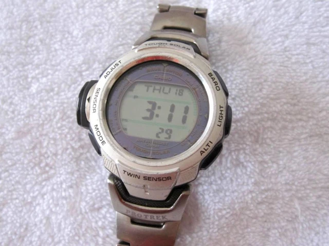 Casio Protrek Radio Waves Solar Prw-500 Tj Titanium Belt