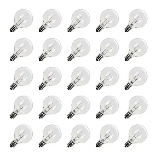 Brightown Clear Globe G40 Screw Base Light Bulbs 1.5-Inch Pack of 25 G40 Bulbs