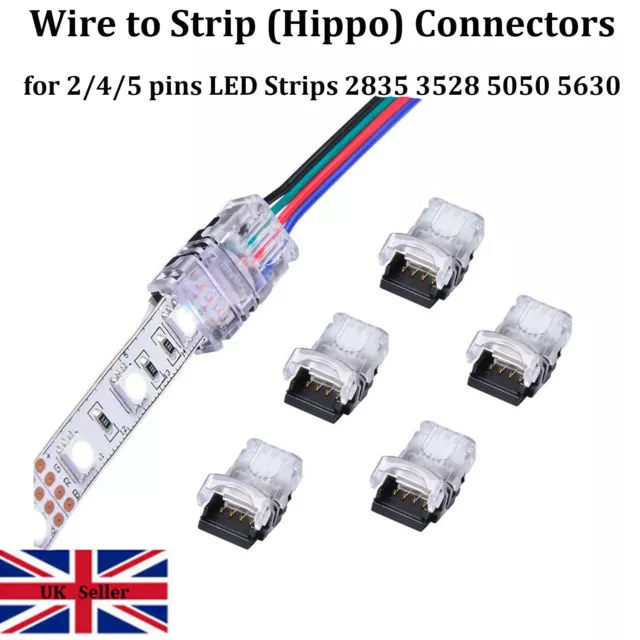 2/3/4/5/6 Pin Wire to Strip Hippo Clips Connector for LED Strip