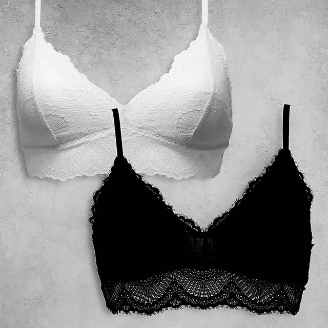 GILLY HICKS 2 Pack Black White Lace Bralette Bra Size M UK 10 £19.99 -  PicClick UK