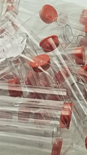 50 Pack .75"x3.5" Clear Plastic Tubes  w Red Plastic Caps - Small Storage Tubes