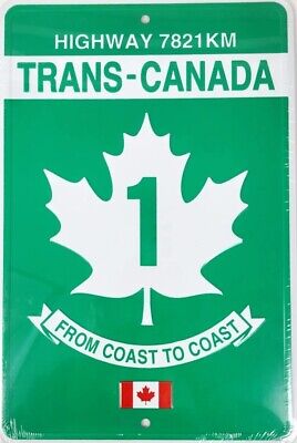 Trans-Canada Highway 1 Route Marker Embossed Aluminum Road Sign 12"x8" Novelty