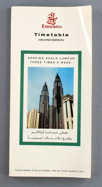 Emirates Timetable Winter 1996/97 Second Edition Airline Schedule Seat Maps