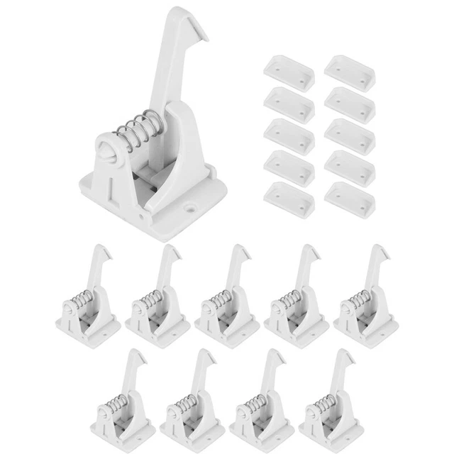 Lot De 8 Verrous De Sécurité Enfants - Adhésif 3M - Pour Armoires, Tiroirs, Frigo - Blanc & Noir - Sans Perçage