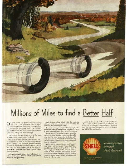 1945 Shell Oil Company Research Testing Tires Print Ad