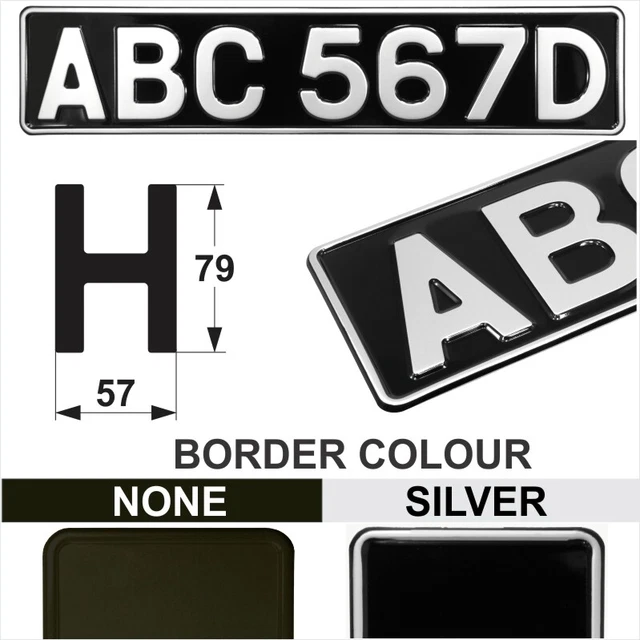 CLASSIC BLACK AND Silver Pressed Metal Number plates Legal Oblong Square Short £14.65 PicClick UK