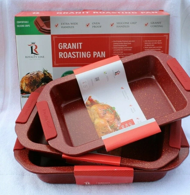 Royalty Line 3er Set Bräter Auflauf Form Lasagne Pfanne  Ofenfest  230 Grad rot