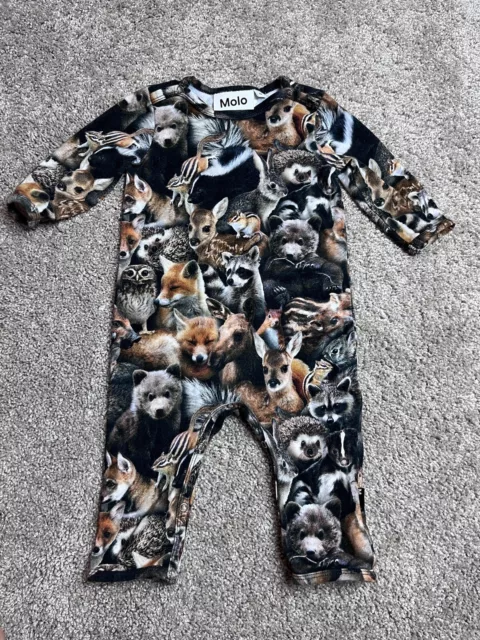 Molo Baby Woodland Animal Print Boy Girl Romper Coverall One Piece 62 3M Months