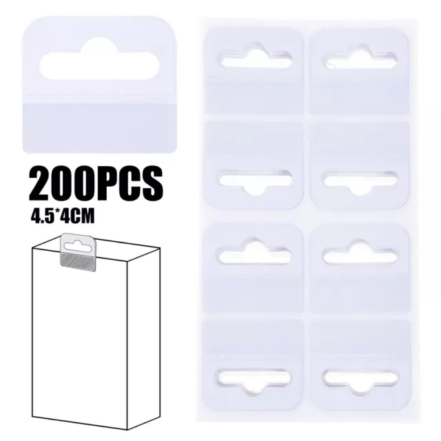 200pcs New PVC Slot Hole Adhesive Hang Tabs Tags Hook For Store Retail Display h