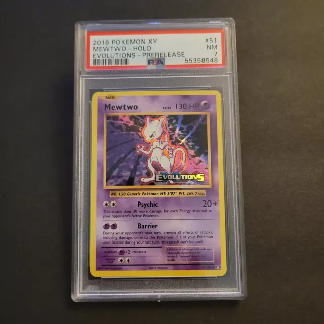 Pokemon Card 2016 XY Evolutions Prerelease Mewtwo Holo 51/108 PSA 7