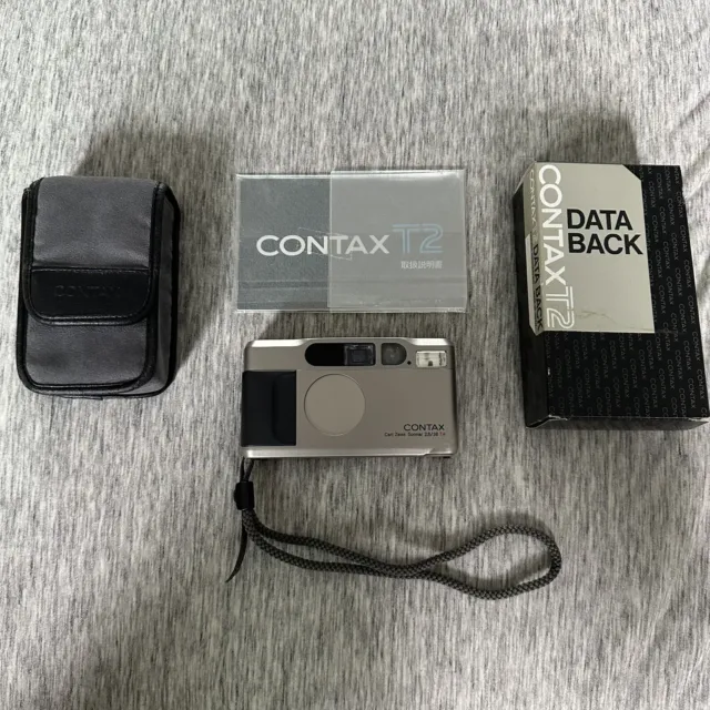 Contax T2 Film Camera Near Mint + Film Tested + Data Back w/ Box