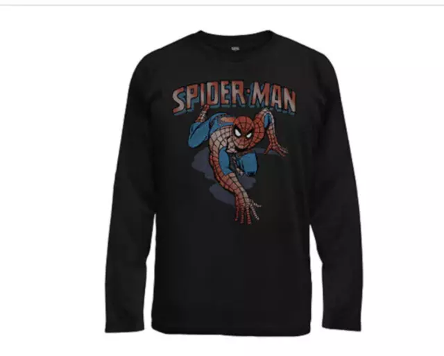 Marvel Spiderman Boys Long Sleeve Graphic Tshirt Crew Neck Size S