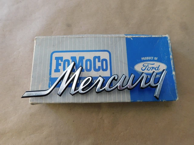 NOS OEM FORD 1966 Mercury Header Panel Script Emblem Ornament Monterey ...