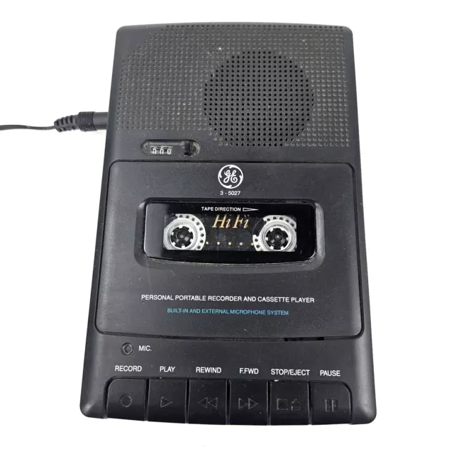 GE General Electric 3-5027A Cassette Tape Player Recorder With AC Adapter