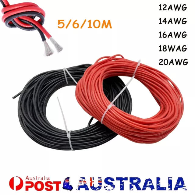 Nice Flexible Silicone Wire Cable 5/6/10M Gauge12/14/16/18/20AWG Super Soft