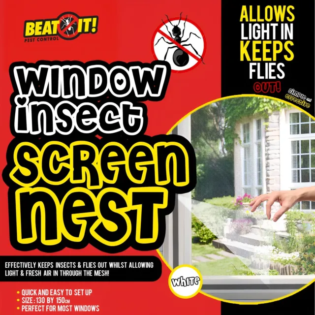 Window Insect Screen Net Mesh Fly White Bug Mosquito Moth Door Netting 130x150cm