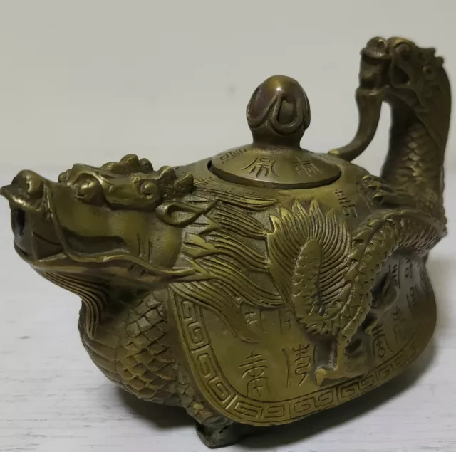 collectable Decoration Exquisite Old Chinese COPPER HANDWORK DRAGON TEA POT