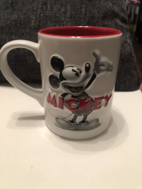 Mickey Mouse 3D Embossed Mug Disney Store Exclusive Black Grey Red Large Tall