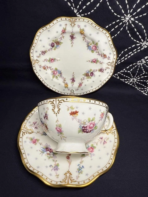 ROYAL CROWN DERBY Antoinette Cup Saucer Plate $286.75