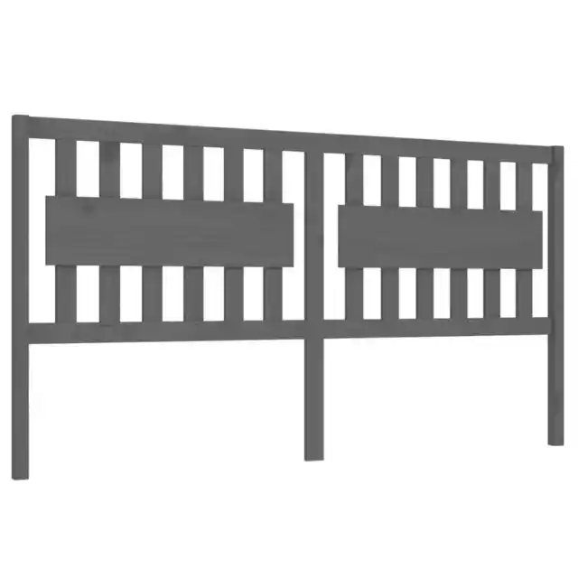 Bed Headboard Grey 185.5x4x100 cm Solid Wood Pine 2