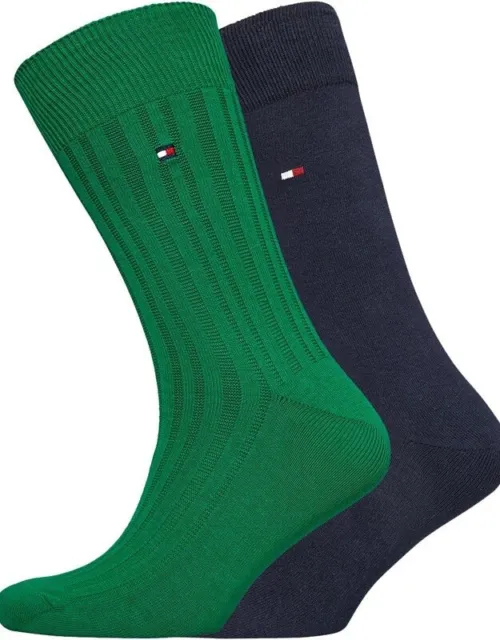 2 Pairs Tommy Hilfiger Crew Socks Fancy Rib NEW Size 6-8 Mens Everyday