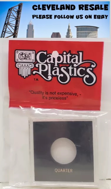 Capital Holder Plastic 2"x2" Snaplock For US Quarter Coin Black Capsule Display