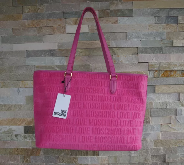 LOVE MOSCHINO Tasche Shopper Schultertasche Handtasche Frottee pink ehemUVP 190€