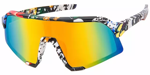 Kids Wrap Sports Shield Baseball Cycling Sunglasses Multi Color Mirror 28RV