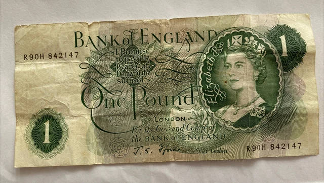 GREAT BRITAIN ENGLAND 1 Pound 19661970 Pick 374E Fforde World Banknote