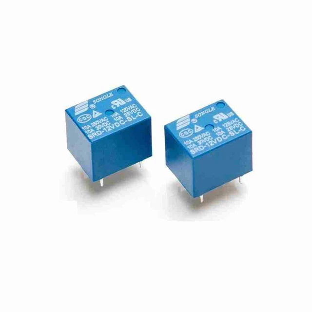 12V DC MINI Power Relay SPDT SRD-12VDC-SL-C 10A PCB Mount 5 Pins - Pack ...