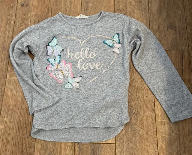 H&M Girls Grey Long Sleeve Top Size - Age 8-10 Years