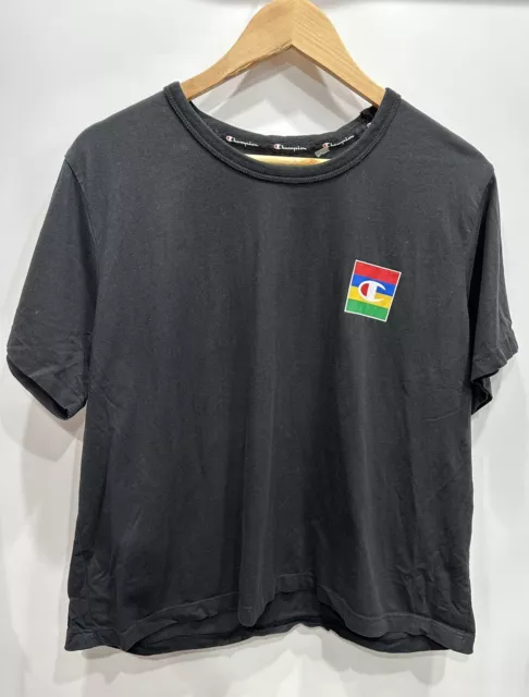 Champion Tshirt Womens Box Logo Black Size XL