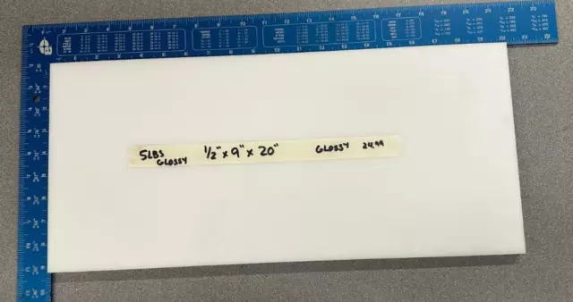 1/2" Thick DELRIN / ACETAL NAT GLOSSY SHEET STOCK .50" x 9.00" x 20.00"