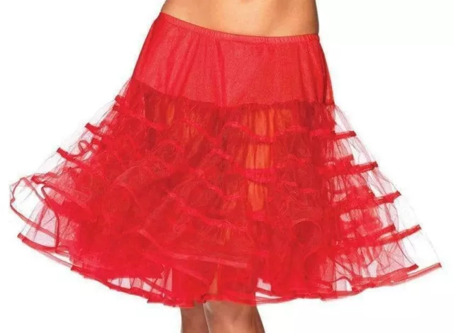 L Red net skirt Underskirt Leg Avenue Petticoat Tulle knee length UK Seller