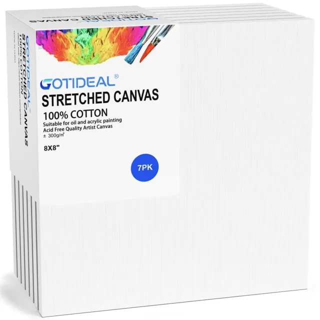 Arteza 24x36 Stretched White Blank Canvas, Bulk Pack of 5, Primed, 100% Cotton