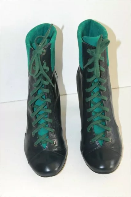 ELLIPS Créateur   Bottines Boots  à Lacets Cuir Veau Pétrole et Lagon T 37 TTBE