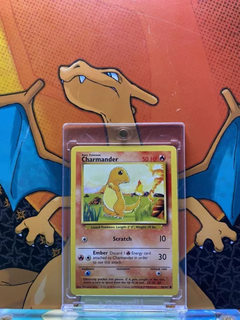 Charmander Base Set 1999 Unlimited Print EX, 46/102 Pokemon Card.