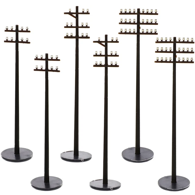 6pcs Miniature Telephone Poles Trains Layout Model Trains Layout Adorns Sand