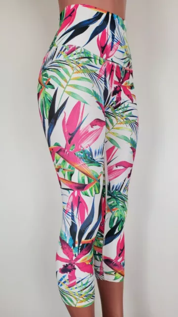 EVOLUTION CREATION EVCR Yoga High Waisted Crop Capri Leggings Bright  Tropical S $26.99 - PicClick