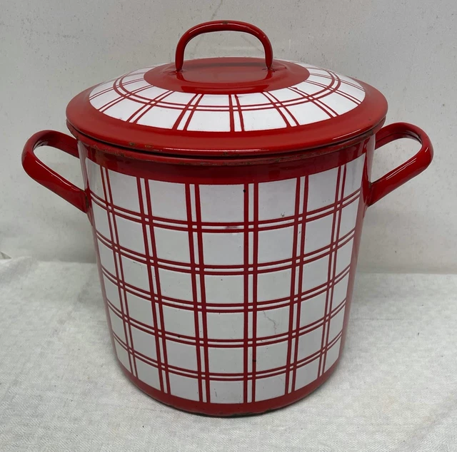 Ancienne Marmite Ronde avec Couvercle en Fonte Orange - Vintage French