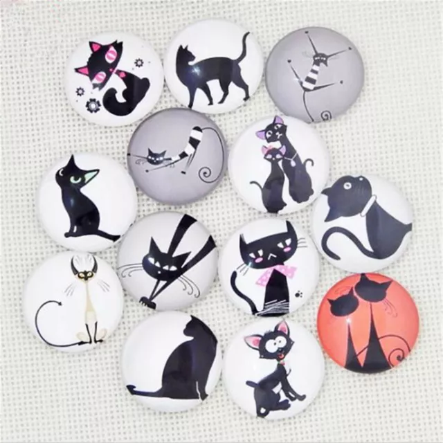 Assorted Size Glass Black Cats Cabochon Flatback DIY Accessories 10-50pcs/lot