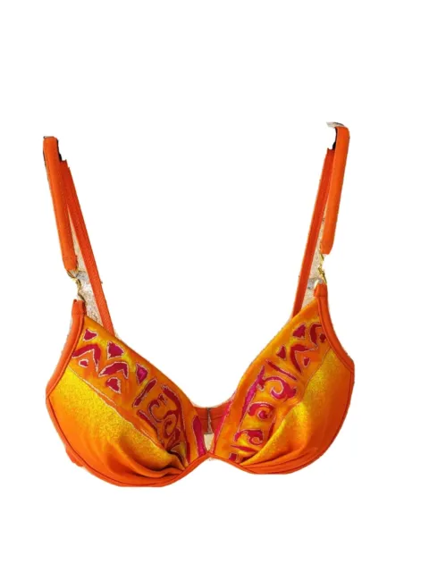 Tara Grinna Orange Underwire Padded Bikini Top 34 B/C Convertible Straps Beach