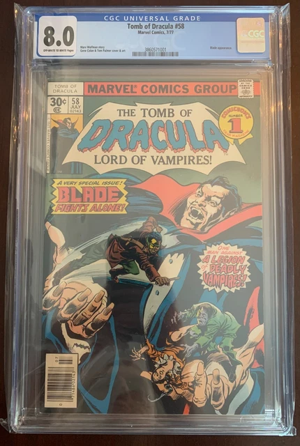 Tomb of Dracula #58 CGC 8.0 OF-W pages July 1977 Blade appearance Marvel Comics