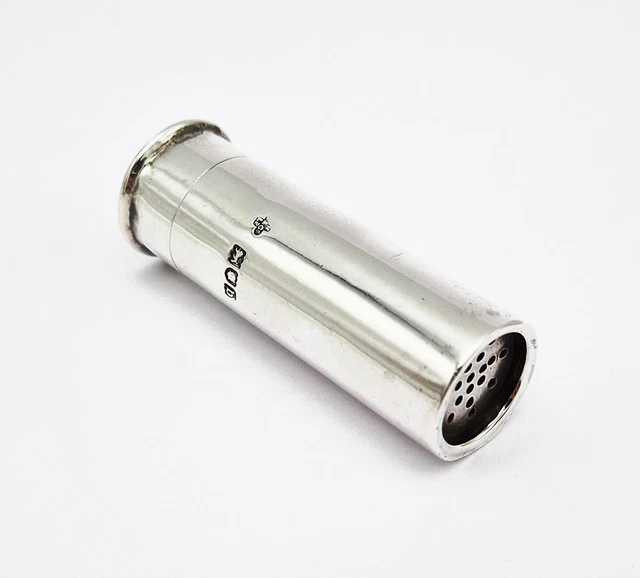 NOVELTY VICTORIAN STERLING SILVER SHOTGUN CARTRIDGE PEPPER POT London 1897