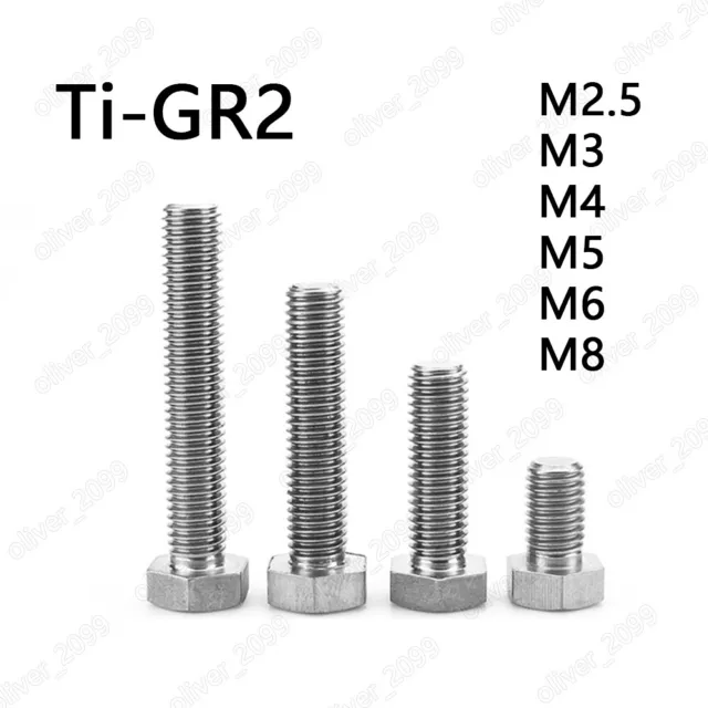 M2.5 M3 M4 M5 M6 M8 Titanium GR2 Hexagon Bolts Hex Head Cap Screws DIN933