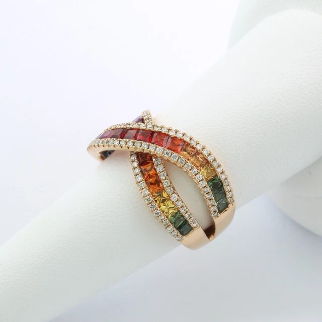 Bague Or 750 (18k) Croisée Avec Saphirs Et Diamants - Occasion Avec Poinçon Hibou