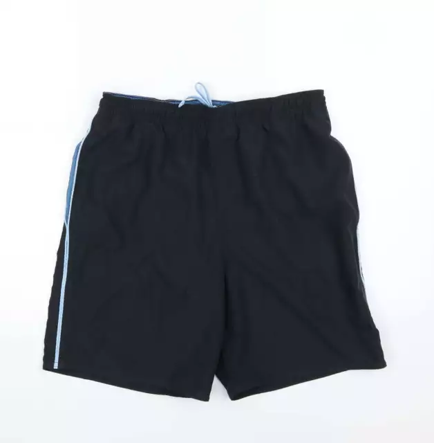 Jeff Banks blaue Polyester-Schweißshorts für Herren Größe S L7 im normalen Kordelzug